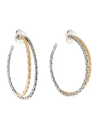 Pre-owned John Hardy Two-tone Classic Chain Double Hoop Earrings In Multi