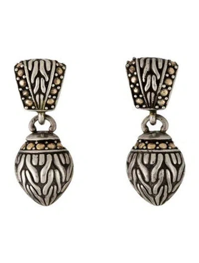 Pre-owned John Hardy Two-tone Classic Chain Drop Earrings In Multicolor