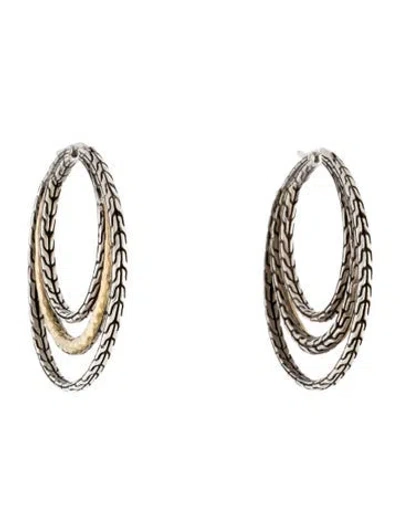 Pre-owned John Hardy Two-tone Classic Chain Hoop Earrings In Multi