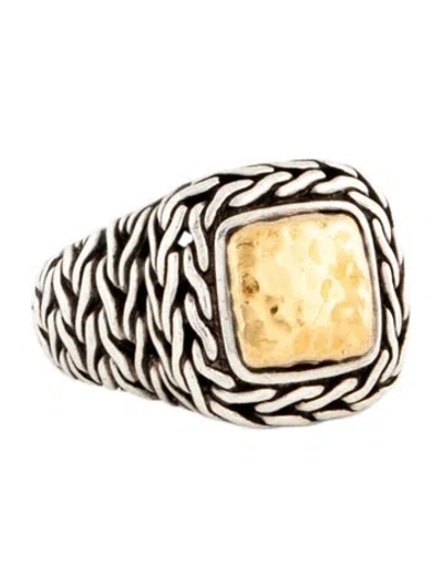 Pre-owned John Hardy Two-tone Classic Chain Palu Cocktail Ring In Multicolor