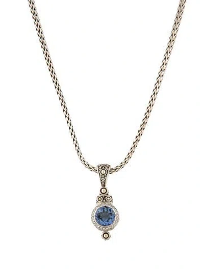 Pre-owned John Hardy Two-tone Coated Topaz Batu Pendant Necklace, 30" In Multi