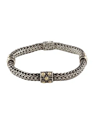 Pre-owned John Hardy Two-tone Dot 4 Station Bracelet, 7" In Multi