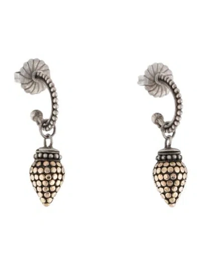 Pre-owned John Hardy Two-tone Dot Acorn Drop Earrings In Multicolor