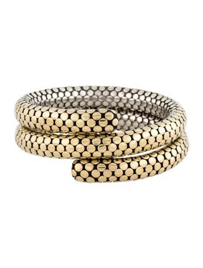 Pre-owned John Hardy Two-tone Dot Double Coil Bracelet, 6.5" In Multi