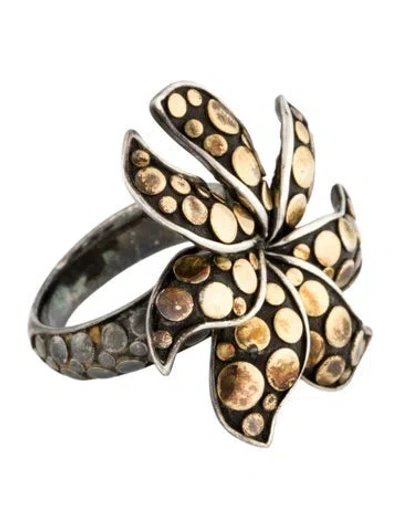 Pre-owned John Hardy Two-tone Dot Flower Ring In Multi