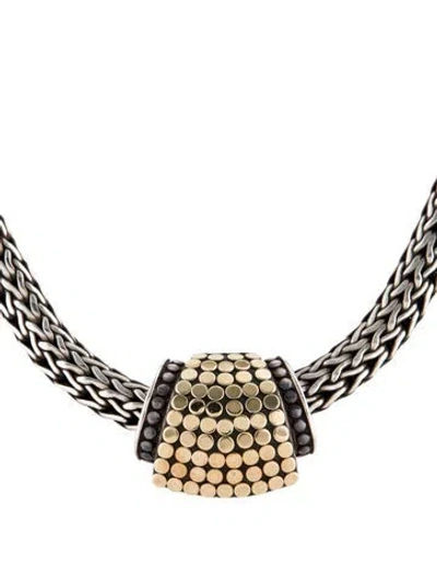 Pre-owned John Hardy Two-tone Dot Hi-way Slide Enhancer Classic Chain Necklace, 16" In Multicolor