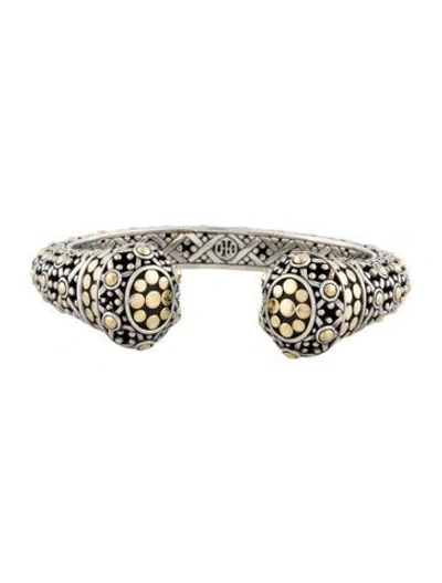 Pre-owned John Hardy Two-tone Dot Jaisalmer Kick Cuff, 6.5" In Multi