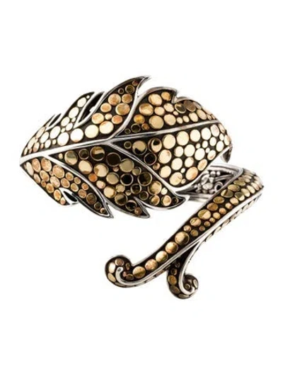 Pre-owned John Hardy Two-tone Dot Leaf & Vine Hinged Bracelet, 6" In Multi