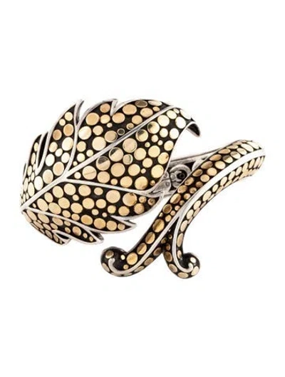 Pre-owned John Hardy Two-tone Dot Leaf & Vine Hinged Bracelet, 6.5" In Multi
