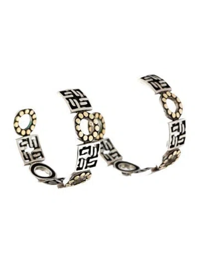 Pre-owned John Hardy Two-tone Dot Silang Medium Hoop Earrings In Multicolor