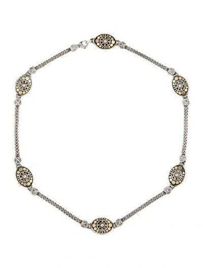 Pre-owned John Hardy Two-tone Dot Station Necklace, 16" In Multi