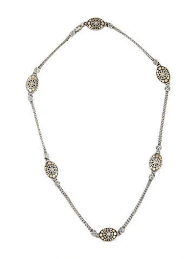 Pre-owned John Hardy Two-tone Dot Station Necklace, 18" In Multi