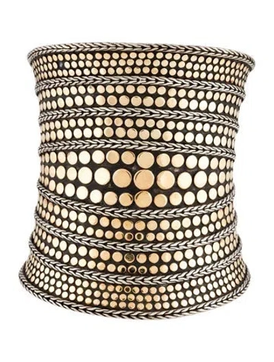 Pre-owned John Hardy Two-tone Dot Wide Cuff Bracelet, 6.25" In Multi