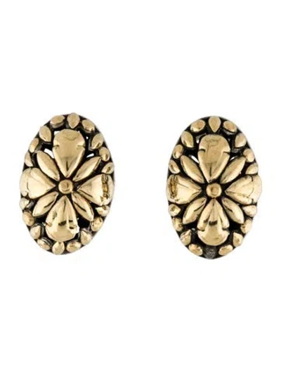 Pre-owned John Hardy Two-tone Floral Earclips In Multi