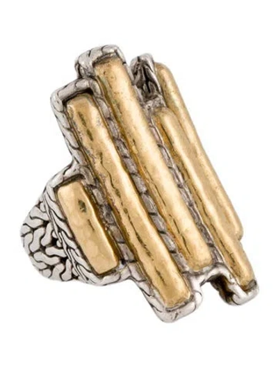 Pre-owned John Hardy Two-tone Hammered Asymmetrical Ring In Multi