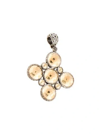 Pre-owned John Hardy Two-tone Hammered Cross Pendant In Multicolor