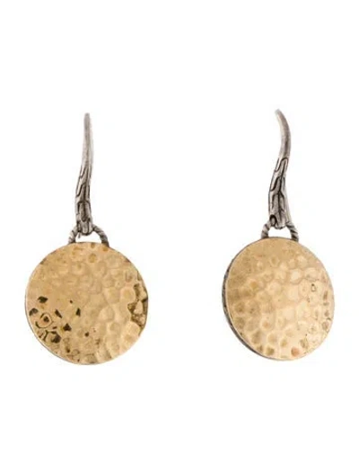 Pre-owned John Hardy Two-tone Hammered Disc Drop Earrings In Multi