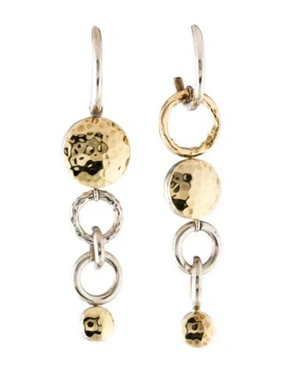 Pre-owned John Hardy Two-tone Hammered Dot Drop Earrings In Multicolor