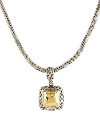 Pre-owned John Hardy Two-tone Hammered Pendant Necklace, 16" In Multi