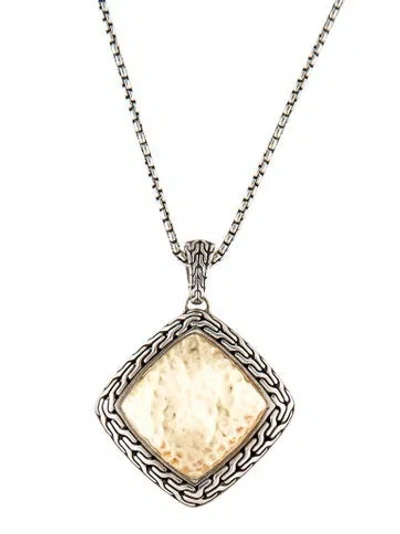 Pre-owned John Hardy Two-tone Hammered Pendant Necklace, 18" In Multi