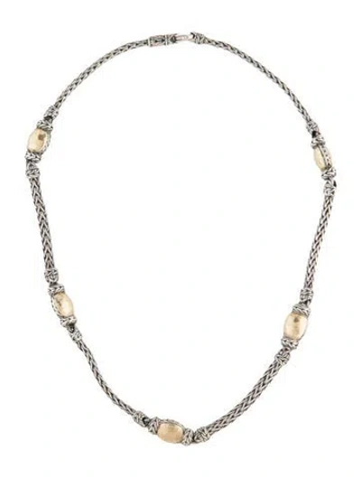 Pre-owned John Hardy Two-tone Hammered Sautoir Station Necklace, 16" In Multi