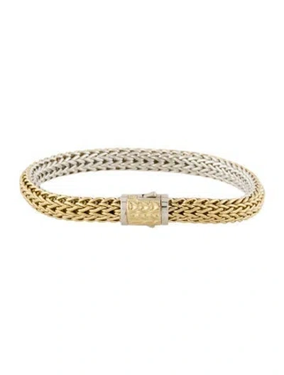 Pre-owned John Hardy Two-tone Icon Reversible Bracelet, 6.75" In Multi