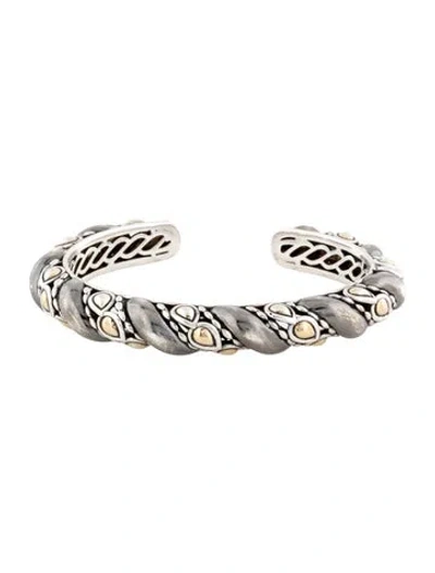 Pre-owned John Hardy Two-tone Jai Cuff Bracelet, 7" In Multicolor