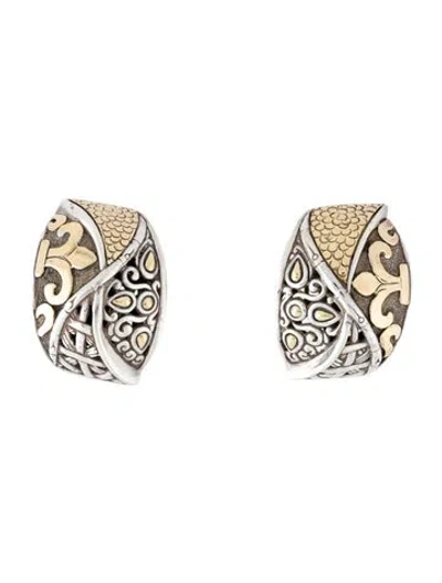 Pre-owned John Hardy Two-tone Jaisalmer Bamboo Earclips In Multi