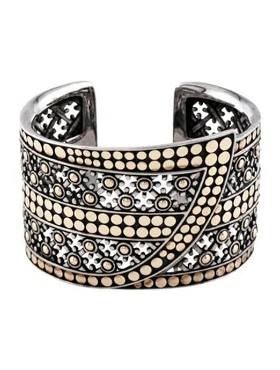 Pre-owned John Hardy Two-tone Jaisalmer Dot Kick Cuff Bracelet, 6" In Multi