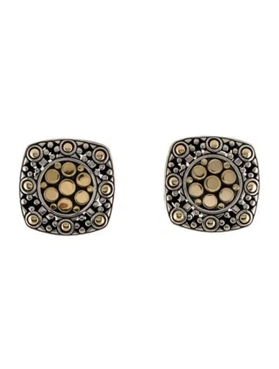 Pre-owned John Hardy Two-tone Jaisalmer Dot Square Earclip Earrings In Multi