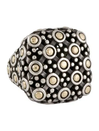 Pre-owned John Hardy Two-tone Jaisalmer Dot Square Ring In Multi