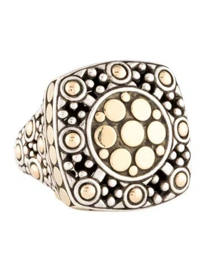 Pre-owned John Hardy Two-tone Jaisalmer Dot Square Ring In Multi