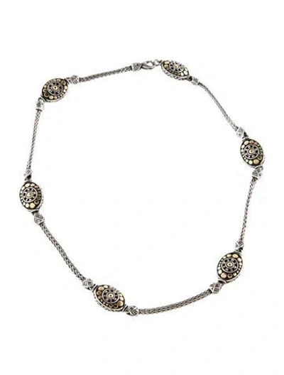 Pre-owned John Hardy Two-tone Jaisalmer Oval Station Necklace, 15.75" In Multi