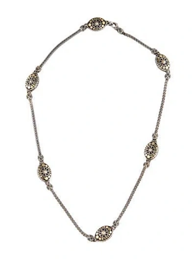 Pre-owned John Hardy Two-tone Jaisalmer Oval Station Necklace, 18" In Multicolor