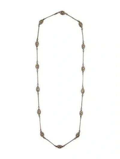 Pre-owned John Hardy Two-tone Jaisalmer Oval Station Necklace, 36" In Multi