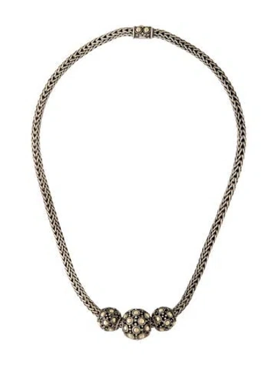 Pre-owned John Hardy Two-tone Jaisalmer Three Bead Pendant Necklace, 16" In Multi