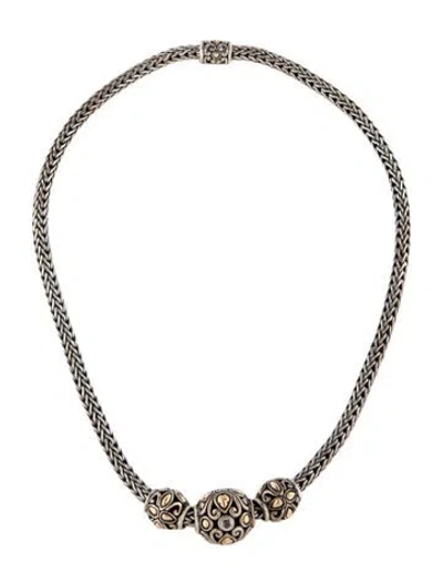 Pre-owned John Hardy Two-tone Jaisalmer Three Bead Pendant Necklace”, 16" In Multicolor