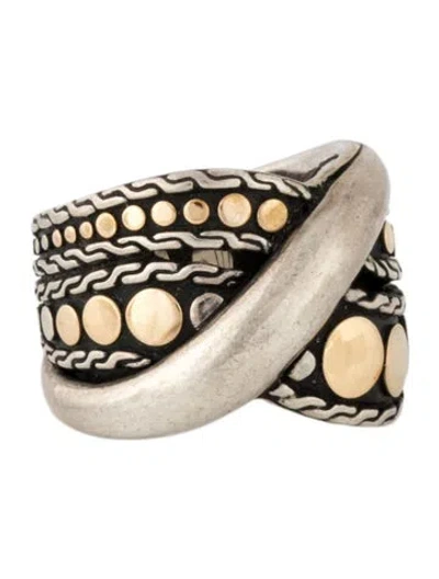 Pre-owned John Hardy Two-tone Menari Dot Crossover Ring In Multicolor