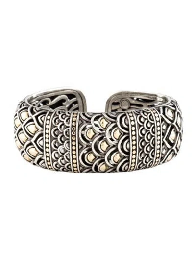 Pre-owned John Hardy Two-tone Naga Kick Hinged Cuff Bracelet, 6.5" In Multi