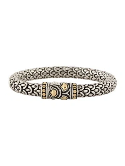 Pre-owned John Hardy Two-tone Naga Medium Chain Station Bracelet, 6.75" In Multicolor