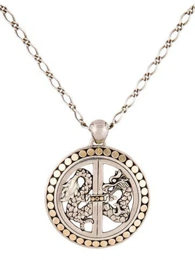 Pre-owned John Hardy Two-tone Naga Round Dragon Pendant Necklace, 16" In Multi