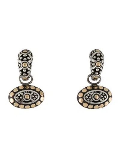 Pre-owned John Hardy Two-tone Oval Dot Jaisalmer Drop Hoop Earrings In Multi