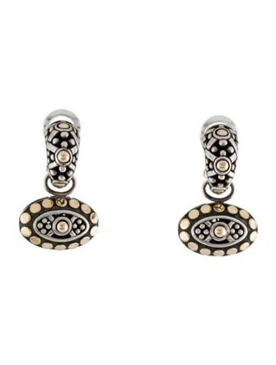 Pre-owned John Hardy Two-tone Oval Dot Jaisalmer Drop Hoop Earrings In Multi