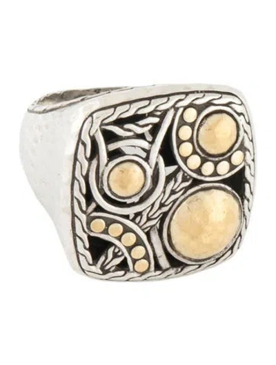 Pre-owned John Hardy Two-tone Palu Bulan Cocktail Ring In Multi