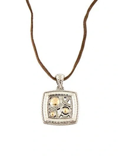 Pre-owned John Hardy Two-tone Palu Bulan Square Enhancer Pendant In Multi