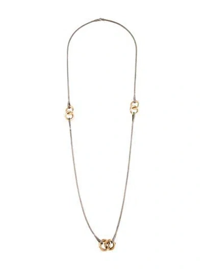 Pre-owned John Hardy Two-tone Palu Chain Station Necklace, 36" In Multicolor