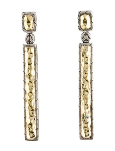 Pre-owned John Hardy Two-tone Palu Rectangle Drop Earrings In Multi