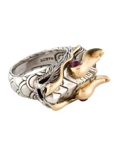 Pre-owned John Hardy Two-tone Ruby Naga Dragon Head Ring In Multi