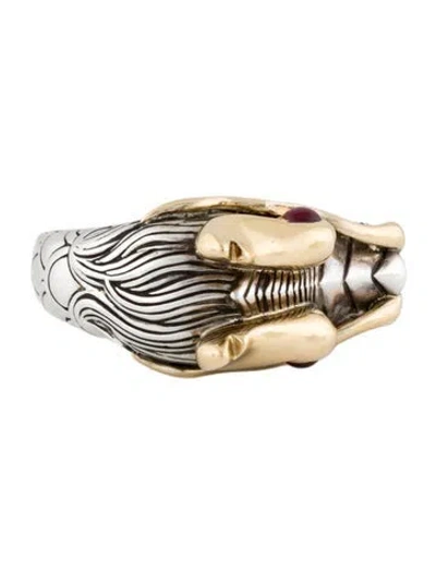 Pre-owned John Hardy Two-tone Ruby Naga Lava Dragon Ring In Multi