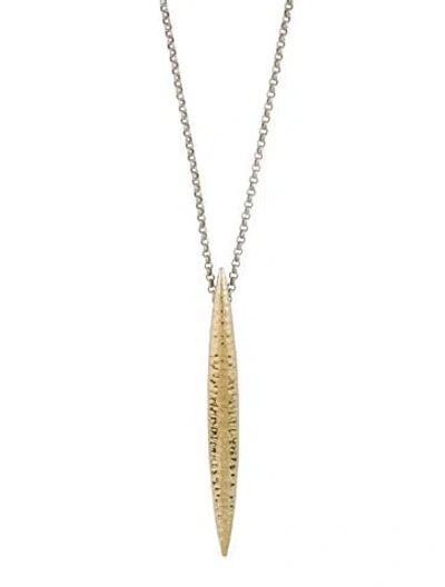 Pre-owned John Hardy Two-tone Spear Hammered Pendant Necklace, 40" In Multicolor